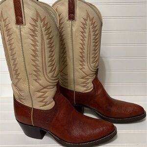 DAN POST NEW Vintage Iguana Lizard Western Brown Cowboy Boots Mens Size 9